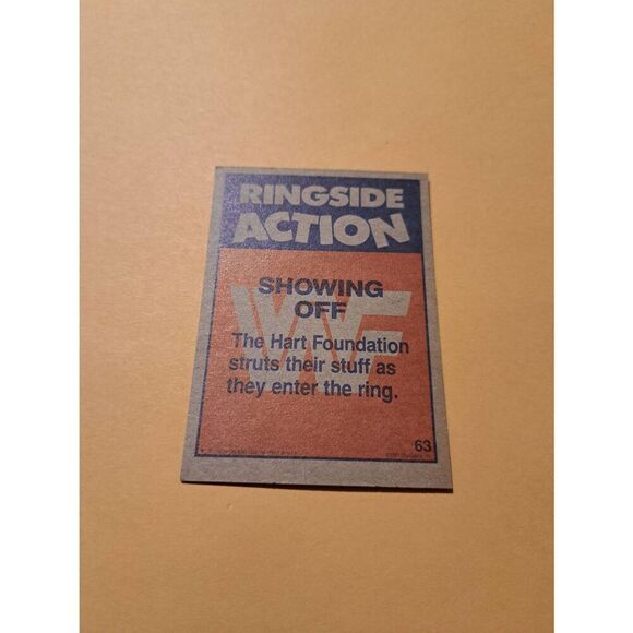 Vintage 1987 WWF Topps Trading Card 63 Hart Foundation Showing Off Wrestling - Picture 2 of 2